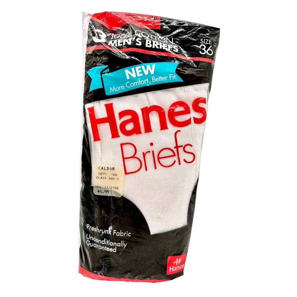 Vintage Hanes Cotton Briefs 3Pk Size 36 1992 NOS